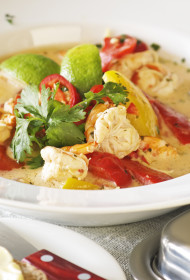 Garneļu sautējums kokosriekstu pienā “Moqueca de camarao”