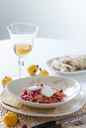 Rudens dārzeņu salāti ar cidoniju mērci