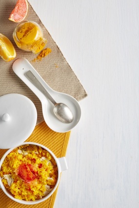 Sarkano apelsīnu risoto ar tītaru