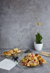 Medū marinēta menca ar kuskusa salātiem