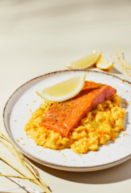 Zosu olu kultenis ar citrusā sālītu lasi