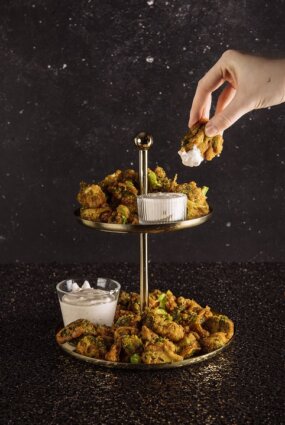 Alus mīklā panēts brokolis