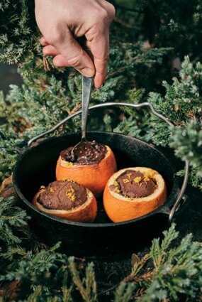 Apelsīnos cepts šokolādes fondants