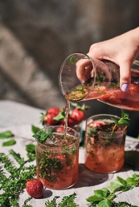 Zemeņu un piparmētru limonāde