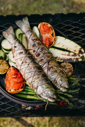 Sasieta arktiskā palija ar dārzeņiem